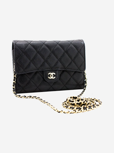 Black lambskin 2018 Caviar Wallet On Chain Messenger & Cross Body Clutch Shoulder Bag Chanel 