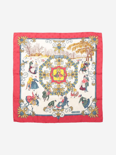 Red Carré 90 Joies d'Hiver silk jacquard scarf Scarves Hermes