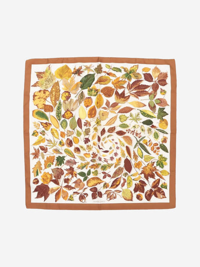 Brown autumnal leaves whirlpool silk scarf Scarves Hermes