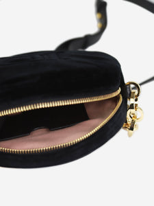 Balmain Black velvet circular cross-body bag
