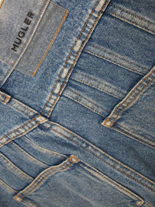 Mugler Blue panelled jeans - size UK 14