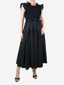 Cecilie Bahnsen Cecilie Bahnsen Black open-back tiered midi dress - size UK 10