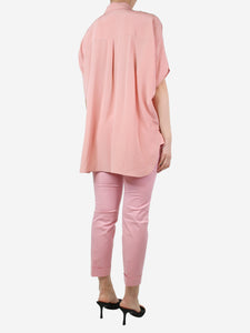 Weekend Max Mara Pink short-sleeved silk shirt - size UK 8