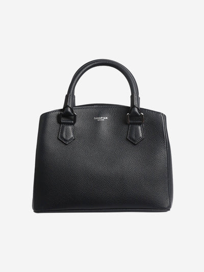 Navy textured leather top-handle bag Top Handle Bags Serapian