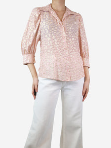 Stella McCartney Pink and gold silk-blend shirt - size UK 8