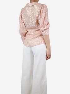 Stella McCartney Pink and gold silk-blend shirt - size UK 8