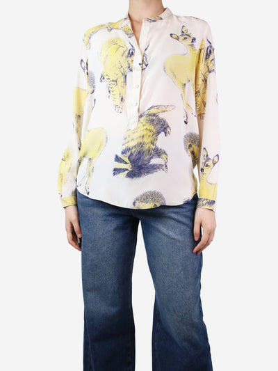 Cream silk animal printed shirt - size UK 8 Tops Stella McCartney 
