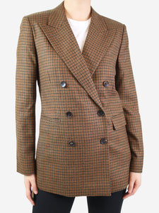 Etro Brown double-breasted wool blazer - size UK 12