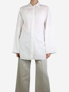 Celine White long button-up shirt - size UK 8