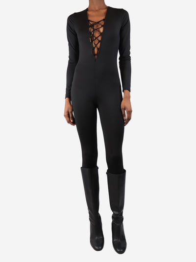 Black satin lace-up catsuit - size S Jumpsuits Acne Studios