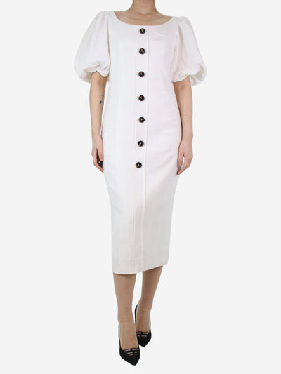 White short puff sleeve midi dress - size UK 10 Dresses Shona Joy 