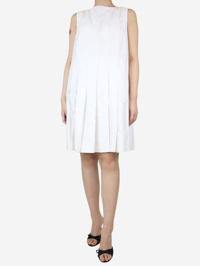 White sleeveless pleated midi dress - size UK 8 Dresses Thom Browne 