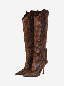 Jimmy Choo Brown knee-high snakeskin boots - size EU 37