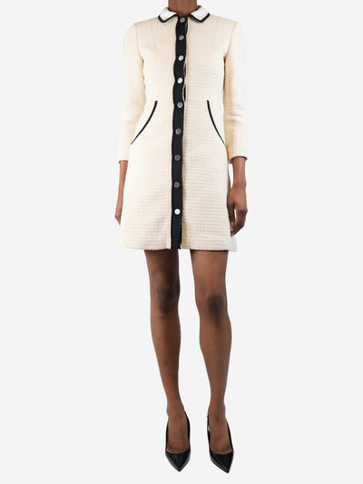 Cream boucle mini dress - size UK 8 Dresses Maje