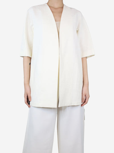 Cream short-sleeved textured jacket - size UK 6 Tops Max Mara 