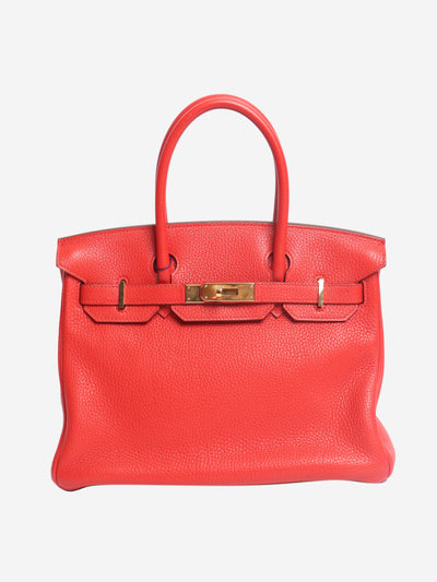Red Birkin 30 bag in Clemence leather Top Handle Bags Hermes
