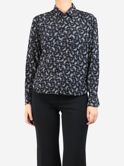 Black motorcyle printed silk shirt - size UK 8 Tops Saint Laurent