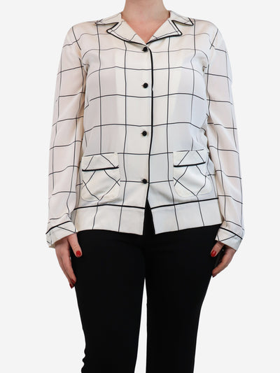 Cream grid checkered pocket shirt - size L Tops Valentino