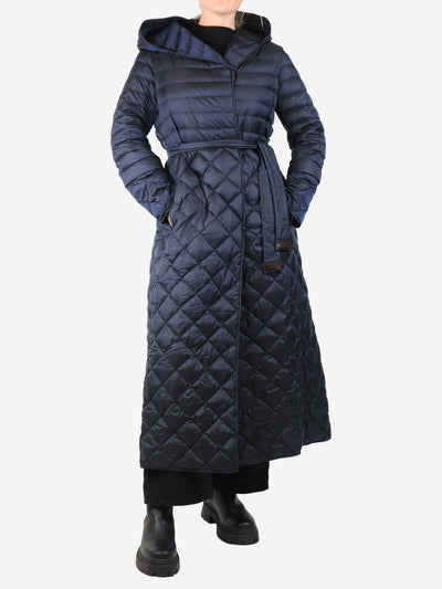 Navy blue quilted long coat - size UK 12 Coats & Jackets Max Mara The Cube
