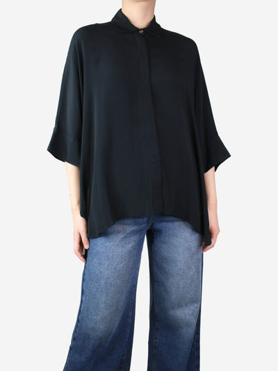 Black silk-blend shirt - size UK 6