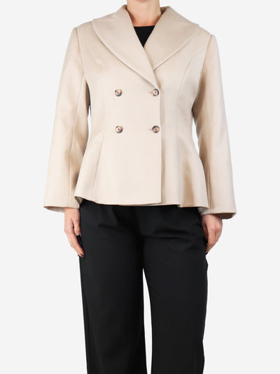 Neutral double-breasted wool jacket - size UK 12 Coats & Jackets Unique Edition