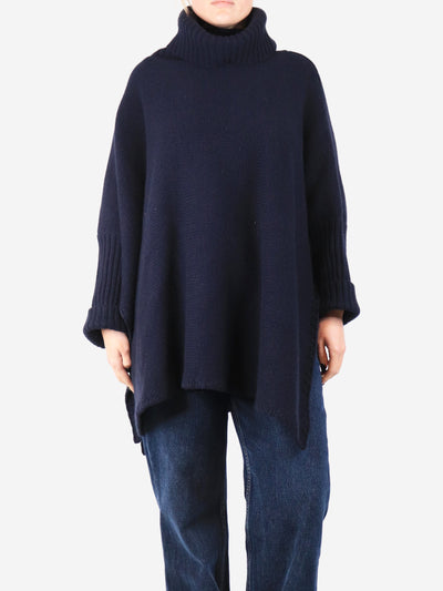 Navy blue oversized cashmere poncho - One size Knitwear Crimson