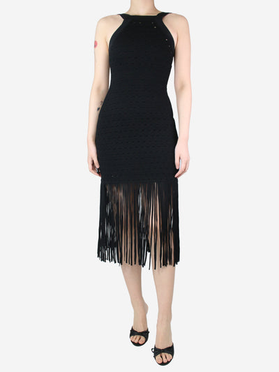 Black cutout fringe midi dress - size UK 8 Dresses Sandro 