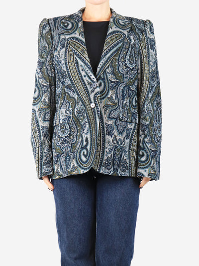 Blue corduroy paisley jacket - size UK 12 Coats & Jackets Maria De La Orden