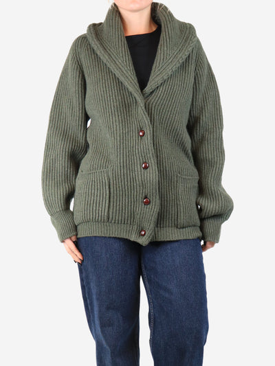 Green ribbed shawl cardigan - size XXL Knitwear Crimson