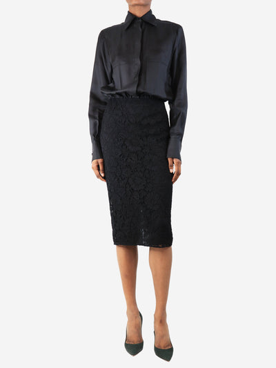 Black satin lace midi dress - size UK 6 Dresses Valentino