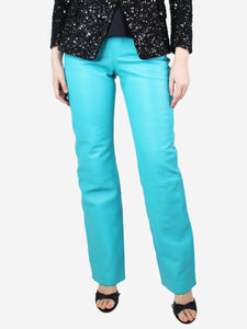 Remain Birger Christensen Turquoise leather trousers - size UK 10