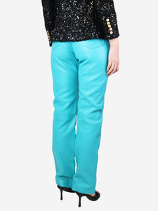 Remain Birger Christensen Turquoise leather trousers - size UK 10