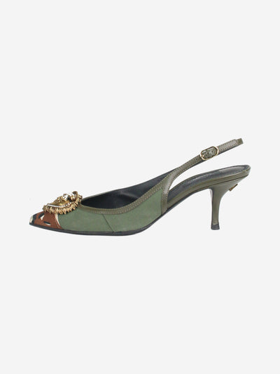Green embellished slingback pumps - size EU 37 (UK 4) Heels Dolce & Gabbana 