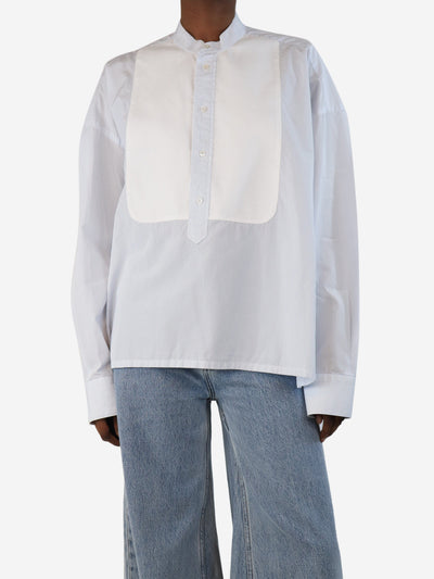 Blue and white cotton striped shirt - size UK 6 Tops Salvatore Piccolo