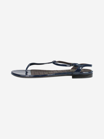 Dark blue patent T-bar sandals - size EU 37