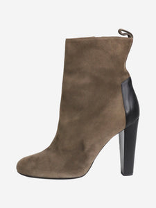 Hermes Khaki suede zip-up ankle boots - size EU 39.5
