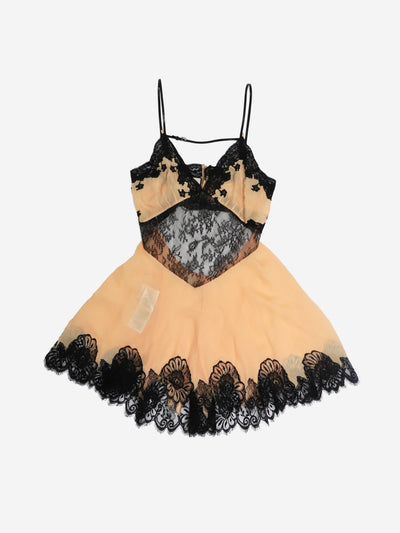 Peach silk lace mini slip dress - size UK 8 Dresses Gucci