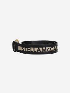 Stella McCartney Black logo embroidered two-toned buckle belt