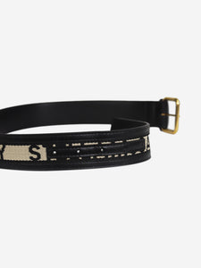 Stella McCartney Black logo embroidered two-toned buckle belt