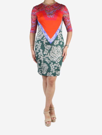 Multicolour printed bodycon silk midi dress - size UK 10 Dresses Peter Pilotto