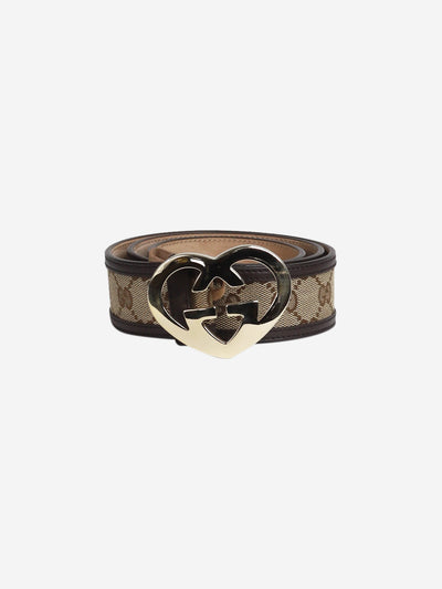 Brown heart-buckle monogram belt Belts Gucci 