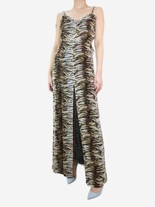 Saint Laurent Animal print silk max dress - size FR 34