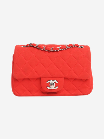 Chanel Black Rare Mini Rectangular Single Flap Shoulder Bag in Red Jersey 2014 - size Chanel