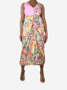 Marni Multicolour floral printed ruched dress - size UK 12