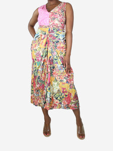 Marni Multicolour floral printed ruched dress - size UK 12