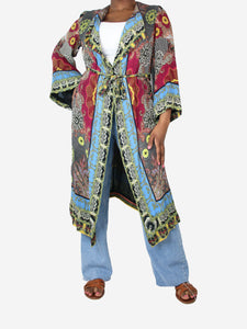 Etro Multicolour silk printed robe - size UK 14