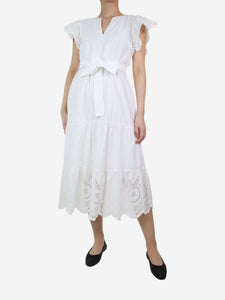 Rails White short-sleeved embroidered midi dress - size S