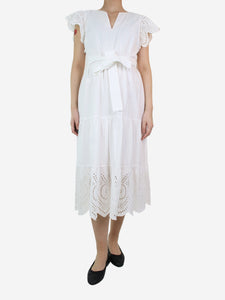 Rails White short-sleeved embroidered midi dress - size S