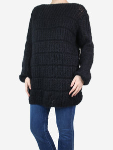 Saint Laurent Black open-knit mohair jumper - size XS