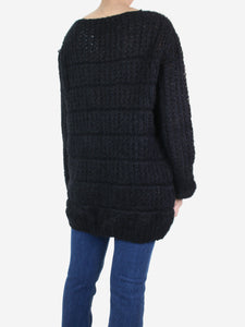 Saint Laurent Black open-knit mohair jumper - size XS